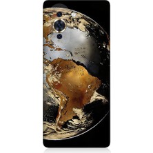 Teknomeg Tecno Nova 10 Se Uyumlu Altın Dünya  Desenli Silikon Kılıf