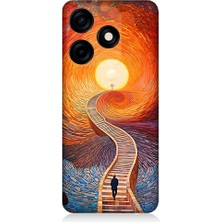 Teknomeg Tecno Spark 10C Uyumlu Işıklı Yol  Desenli Silikon Kılıf