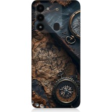 Teknomeg Tecno Spark 8c Uyumlu Eski Harita  Desenli Silikon Kılıf