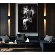 Tosbart Black & White Woman Dekoratif Kanvas Tablo