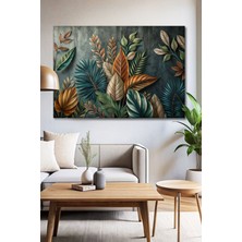 Tosbart Tropik Yapraklar Minimalist Kanvas Tablo - Duvar Tablosu - Canvas Tablo - Duvar Dekorasyonu