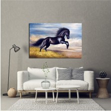 Tosbart Yağlı Boya Siyah At Kanvas Tablo