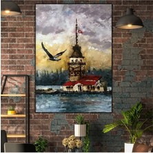 TosbArt Istanbul Kız Kulesi ve Kuş Orijinal Yağlı Boya Tablo