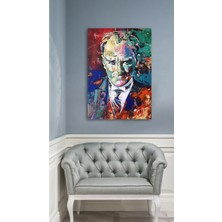 TosbArt Yağlı Boya Efektli Mustafa Kemal Atatürk Portresi Karizma Soyut Kanvas Tablo