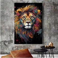 Tosbart Renkli Aslan Lion Hd Kanvas Tablo Ev-Ofıs/002-E