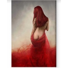 Tosbart Kızıl Kadın-Nü Kanvas Tablo Salon Oturma Yatak Odası Ofis Antre Cafe Için Duvar Dekoru