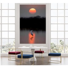 Tosbart Soyut Günbatımı Gökyüzü Leylek Kuş Dekoratif Duvar Kanvas Tablo Tablosu