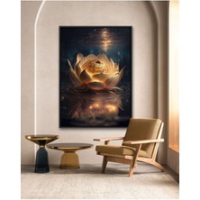 Tosbart Özel Tasarım Sarı Lotus Çiçeği Hd Dekoratif Kanvas Tablosu