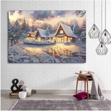 Tosbart Yağlı Boya Görünümlü Kış Manzarası Dekoratif Kanvas Tablo Premium