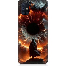 Teknomeg Samsung Galaxy M51 Uyumlu Ateş Çemberi  Desenli Silikon Kılıf