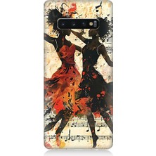 Teknomeg Samsung Galaxy S10 Uyumlu Dans Eden Çift  Desenli Silikon Kılıf