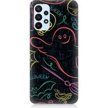 Teknomeg Samsung Galaxy A23 Uyumlu Halloween Grafiti  Desenli Silikon Kılıf