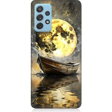 Teknomeg Samsung Galaxy A52 Uyumlu Ay ve Tekne  Desenli Silikon Kılıf
