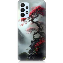 Teknomeg Samsung Galaxy A33 Uyumlu Kırmızı Ağaç  Desenli Silikon Kılıf