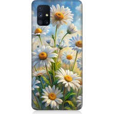Teknomeg Samsung Galaxy M51 Uyumlu Papatya Bahçesi  Desenli Silikon Kılıf