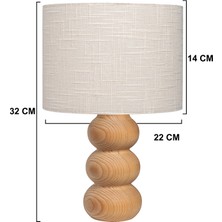 EFLIGHTDESIGN Krem Ahşap Abajur Desenli Modern Şık Yatak Odası Salon Masa Lambası
