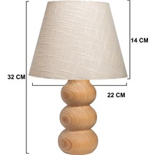 EFLIGHTDESIGN Krem Ahşap Abajur Desenli Modern Şık Yatak Odası Salon Masa Lambası