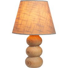 EFLIGHTDESIGN Krem Ahşap Abajur Desenli Modern Şık Yatak Odası Salon Masa Lambası