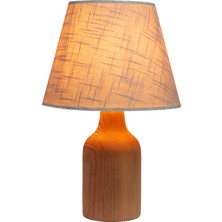 EFLIGHTDESIGN Krem Ahşap Abajur Desenli Modern Şık Yatak Odası Salon Masa Lambası
