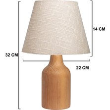 EFLIGHTDESIGN Krem Ahşap Abajur Desenli Modern Şık Yatak Odası Salon Masa Lambası