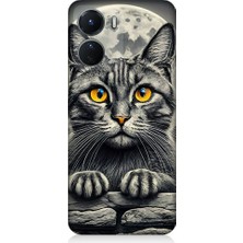 Teknomeg Vivo V16 Uyumlu Kedi Portresi  Desenli Silikon Kılıf