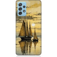 Teknomeg Samsung Galaxy A72 Uyumlu Yelkenli Gün Batımı  Desenli Silikon Kılıf