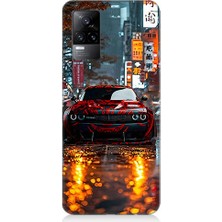 Teknomeg Vivo V21E Uyumlu Gece Araba  Desenli Silikon Kılıf