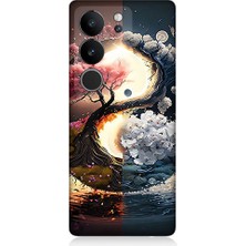 Teknomeg Vivo V29 5g Uyumlu Yin Yang Ağaç  Desenli Silikon Kılıf