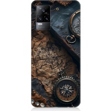 Teknomeg Vivo V21E Uyumlu Eski Harita  Desenli Silikon Kılıf