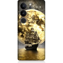 Teknomeg Vivo V29 5g Uyumlu Ay ve Yelken  Desenli Silikon Kılıf