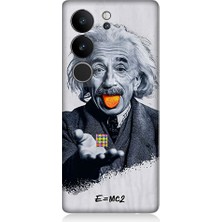 Teknomeg Vivo V29 5g Uyumlu Einstein ve Küp  Desenli Silikon Kılıf