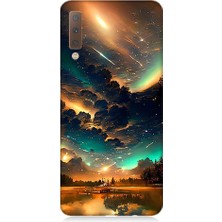 Teknomeg Samsung Galaxy A7 2018 Uyumlu Kuzey Işıkları  Desenli Silikon Kılıf