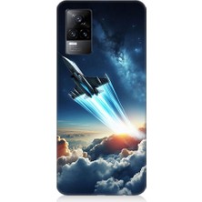 Teknomeg Vivo V21E Uyumlu Uzay Roketi  Desenli Silikon Kılıf