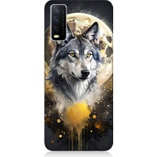 Teknomeg Vivo Y11S Uyumlu Ay ve Kurt  Desenli Silikon Kılıf