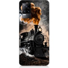 Teknomeg Vivo V21E Uyumlu Kara Tren  Desenli Silikon Kılıf
