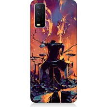 Teknomeg Vivo Y20 Uyumlu Alevli Bateri  Desenli Silikon Kılıf