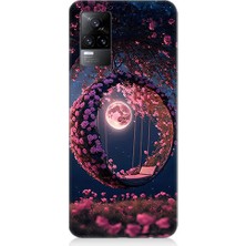 Teknomeg Vivo V21E Uyumlu Ay ve Kalp  Desenli Silikon Kılıf