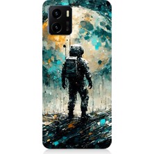 Teknomeg Vivo Y15S Uyumlu Ayda Astronot  Desenli Silikon Kılıf