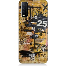 Teknomeg Vivo Y20S Uyumlu Karma Grafik  Desenli Silikon Kılıf