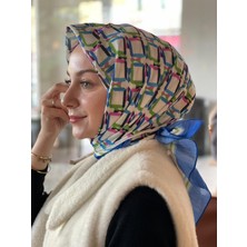 Loryan Scarf Indigo Loryan Scarf Diamond Plaid Pamuk Eşarp