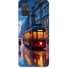 Teknomeg Samsung Galaxy A51 Uyumlu Istanbul Tramvay  Desenli Silikon Kılıf