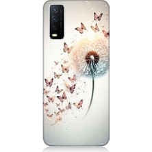 Teknomeg Vivo Y20 Uyumlu Karahindiba Kelebekler  Desenli Silikon Kılıf