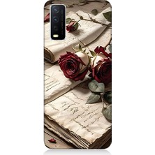 Teknomeg Vivo Y20 Uyumlu Mektup ve Güller  Desenli Silikon Kılıf