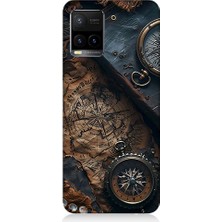 Teknomeg Vivo Y33S Uyumlu Eski Harita  Desenli Silikon Kılıf