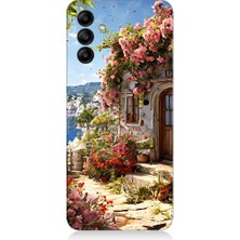 Teknomeg Samsung Galaxy M34 Uyumlu Çiçekli Ev  Desenli Silikon Kılıf