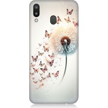 Teknomeg Samsung Galaxy M20 Uyumlu Karahindiba Kelebekler  Desenli Silikon Kılıf