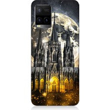 Teknomeg Vivo Y33S Uyumlu Ay ve Katedral  Desenli Silikon Kılıf
