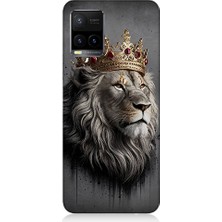 Teknomeg Vivo Y53S Uyumlu Taçlı Aslan 1  Desenli Silikon Kılıf