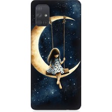 Teknomeg Samsung Galaxy A71 Uyumlu Ay Salıncağı  Desenli Silikon Kılıf