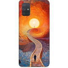 Teknomeg Samsung Galaxy A51 Uyumlu Işıklı Yol  Desenli Silikon Kılıf
